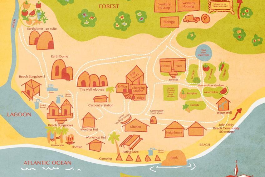 Kaart Tribewanted Sierra Leone nieuw concept